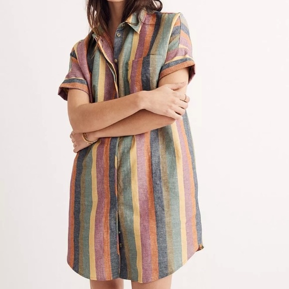 Madewell Dresses & Skirts - 💕NWT Madewell Courier Shirt Dress Rainbow Stripe